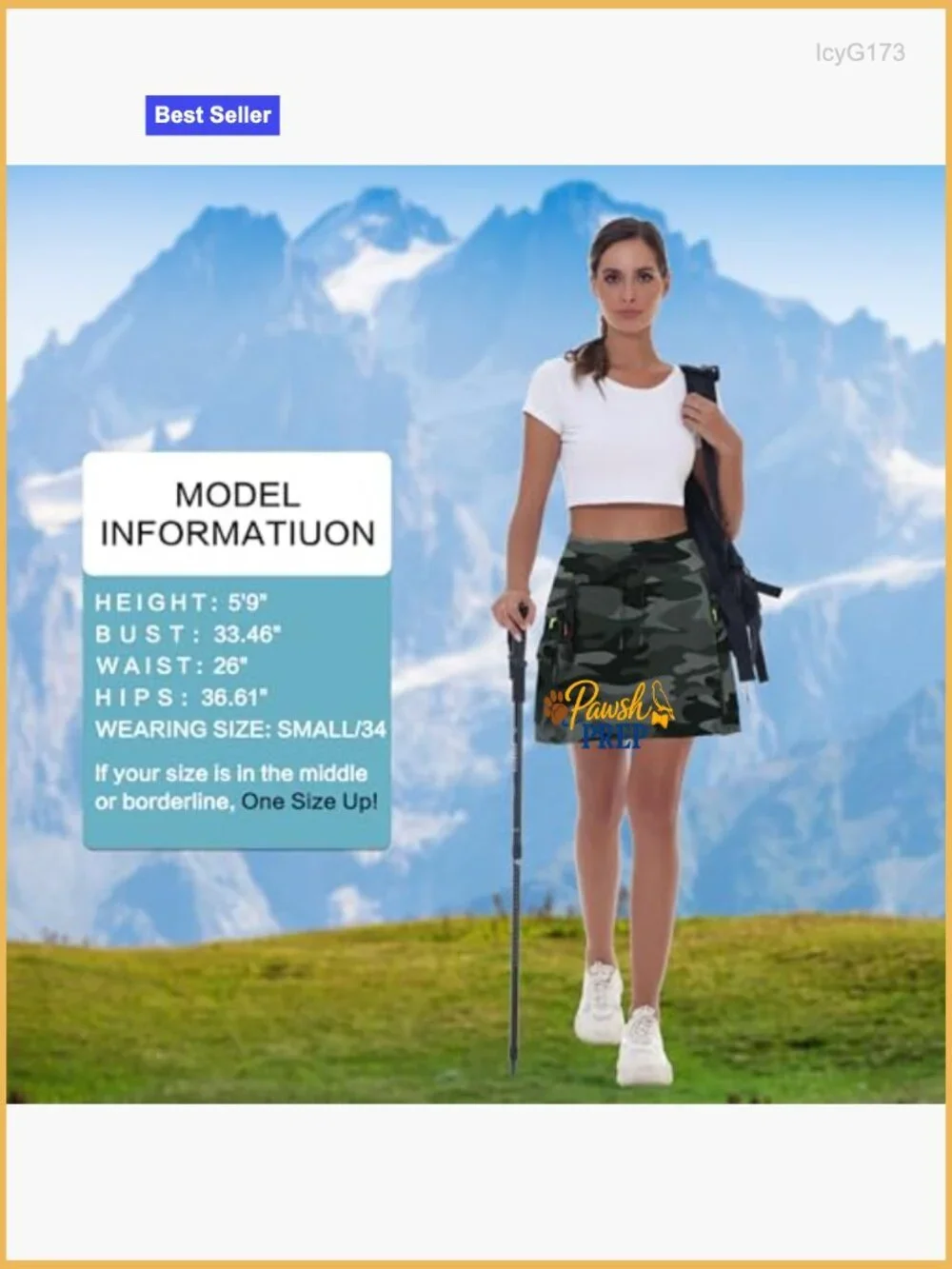 Hiking Cargo Skort with Zipper Pockets, Quick Dry, High Waisted